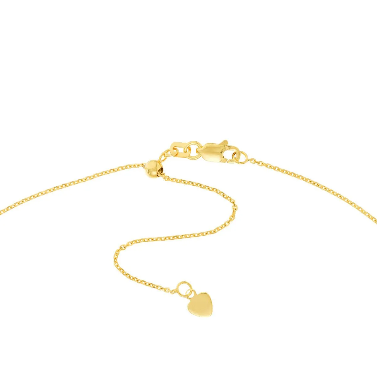 14K Yellow Gold Heart Dangles Adjustable Choker