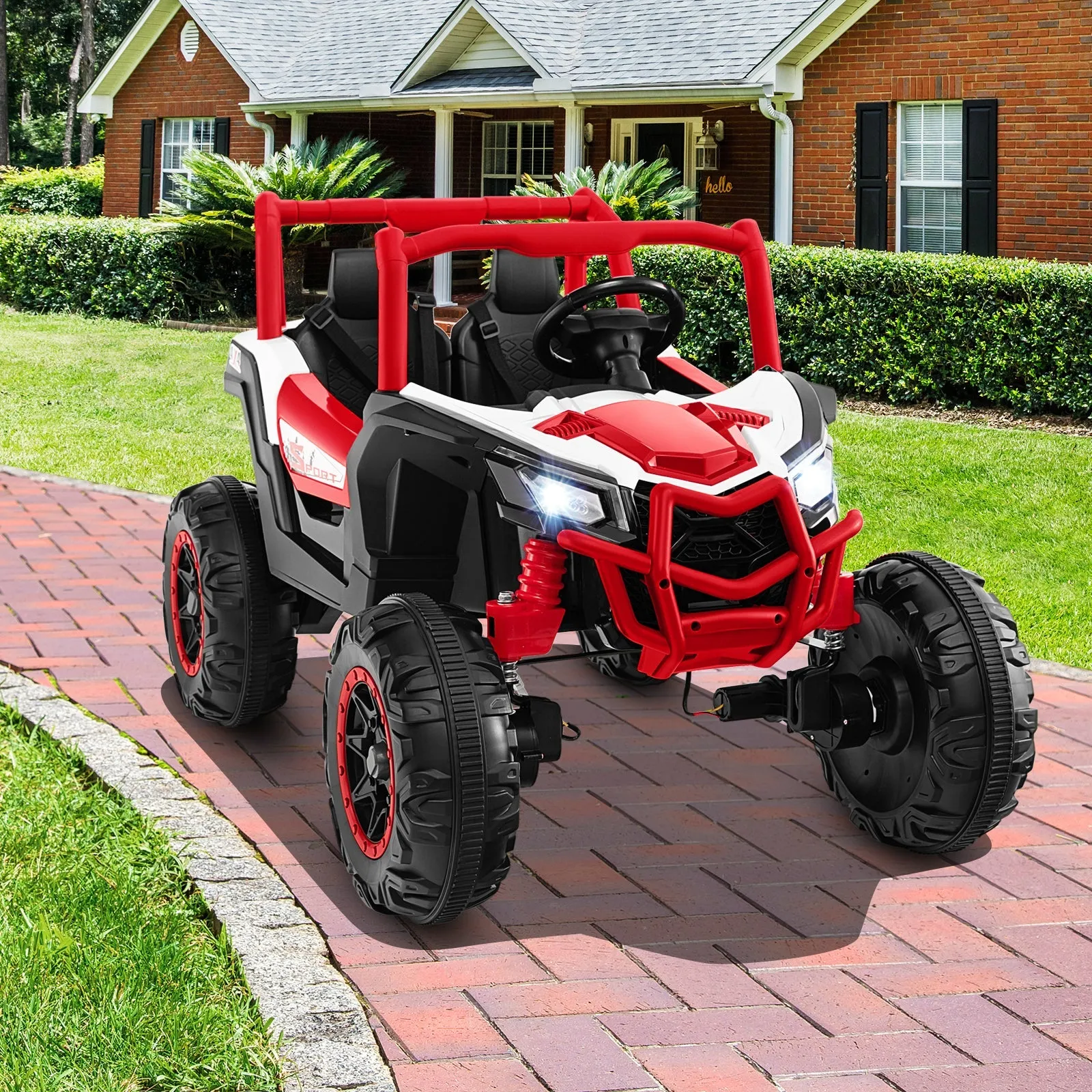 24V Kids Ride on UTV with 4 x 100W Powerful Engin and Remote Control-Red