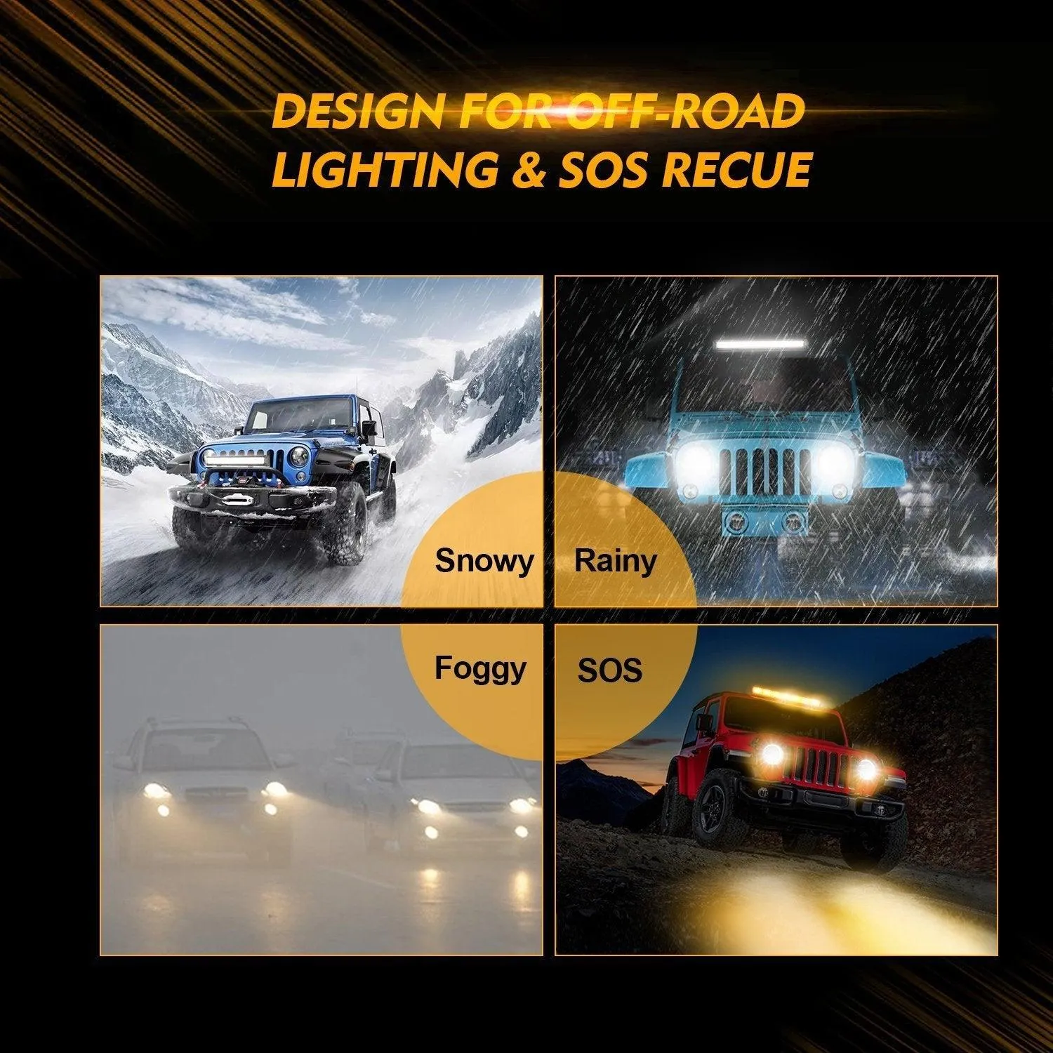 (2pcs/set) 4 inch 6 Modes White&Amber LED Working Light LED Pods with Wiring Harness for SUV ATV UTV Trucks Pickup Boat