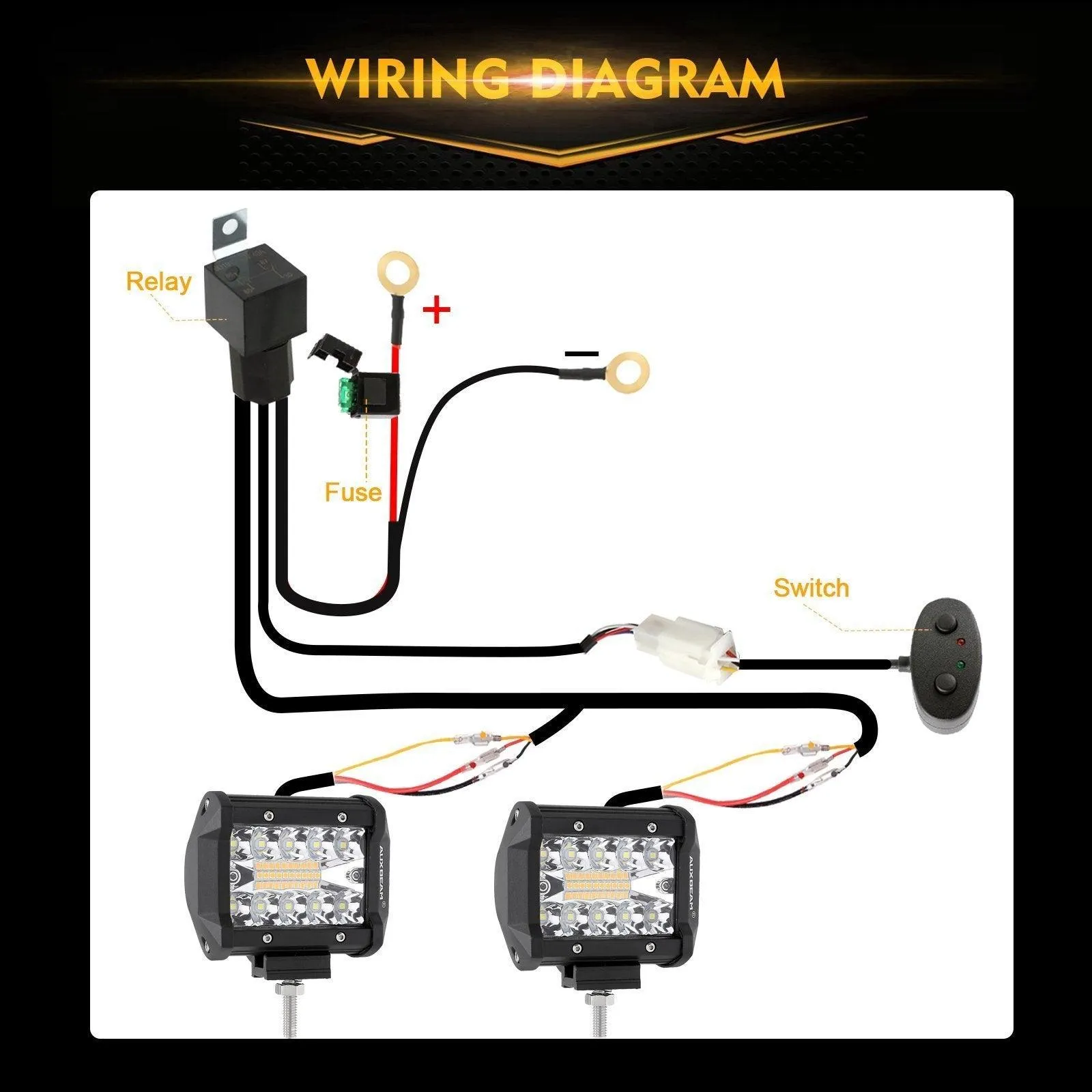 (2pcs/set) 4 inch 6 Modes White&Amber LED Working Light LED Pods with Wiring Harness for SUV ATV UTV Trucks Pickup Boat