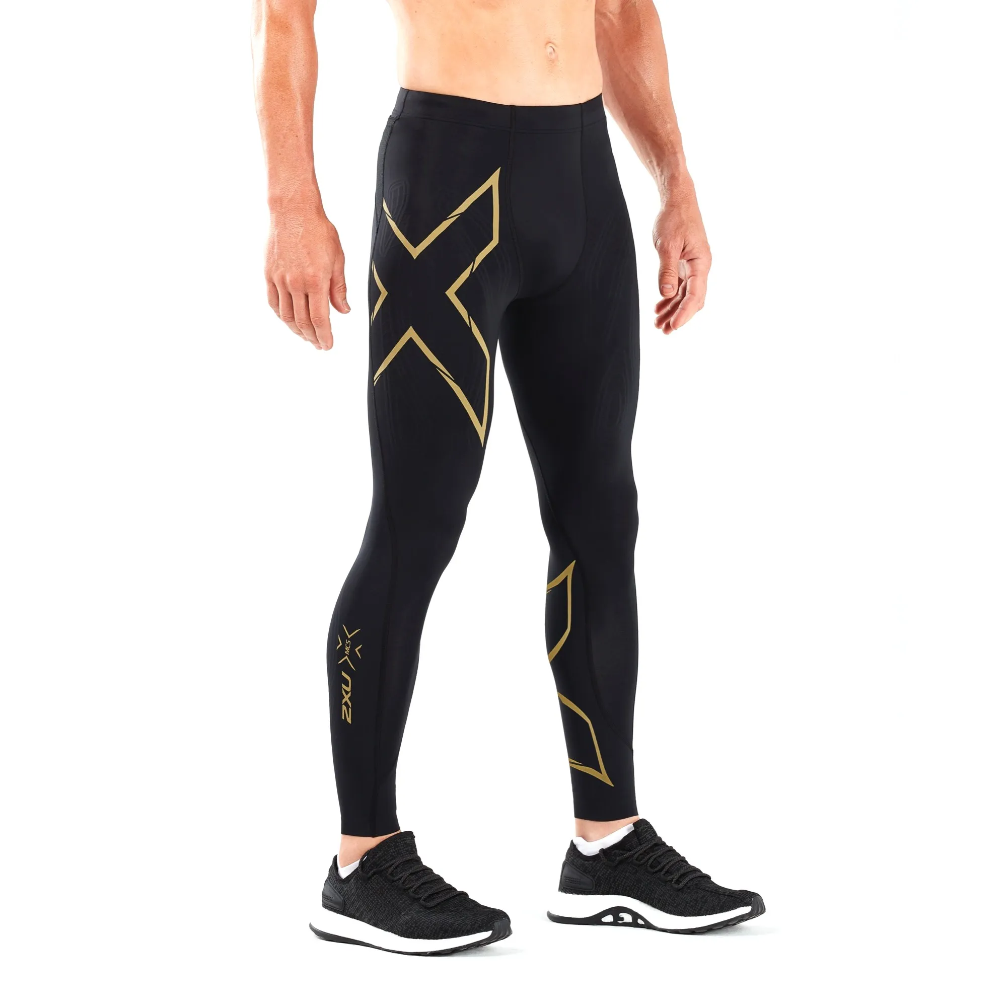 2XU Men&#x27;s MCS Run Compression Tights Black/Gold Reflective | Buy 2XU Men&#x27;s MCS Run Compression Tights Black/Gold Reflective here | Outnorth