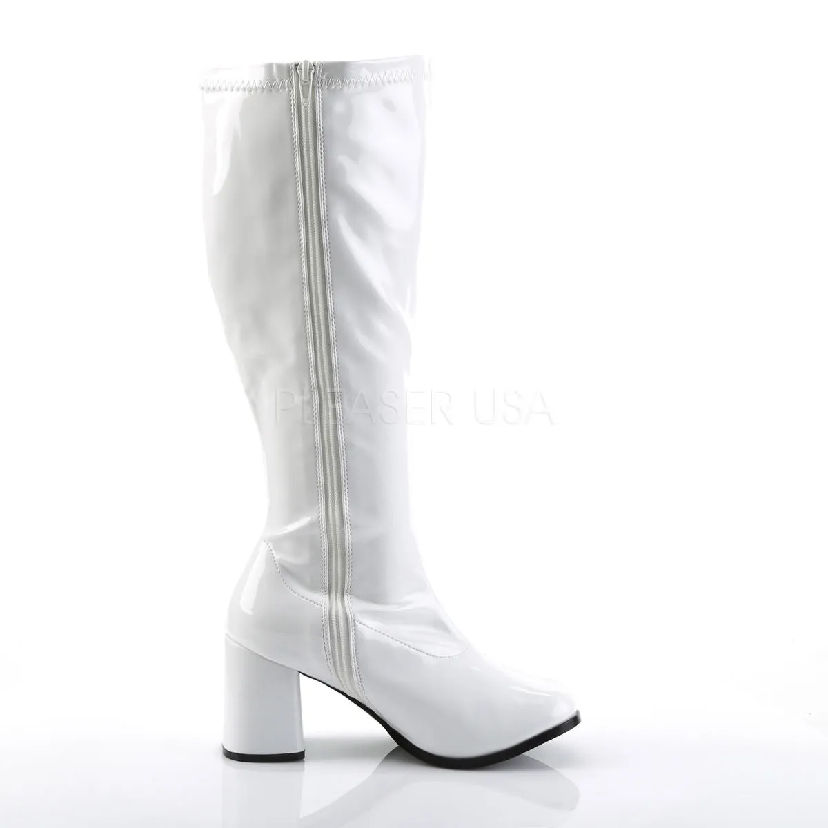 3 Inch Heel GOGO-300X White Pat (Wide Width & Calf)