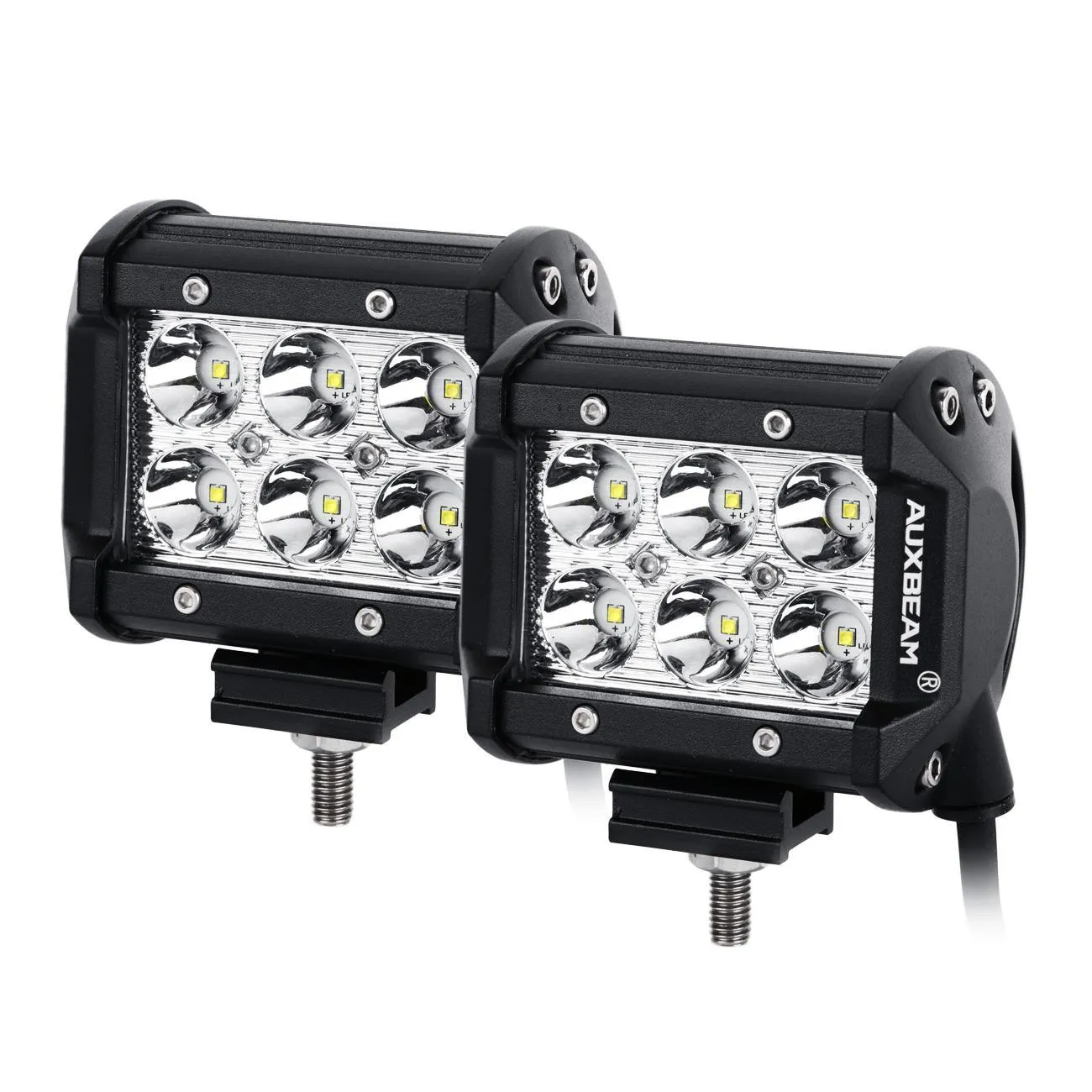 4 inch Classic-SM Series Dual Row LED PODS White Spot/Flood Beam with Wiring Harness for SUV ATV UTV Trucks Pickup Boat