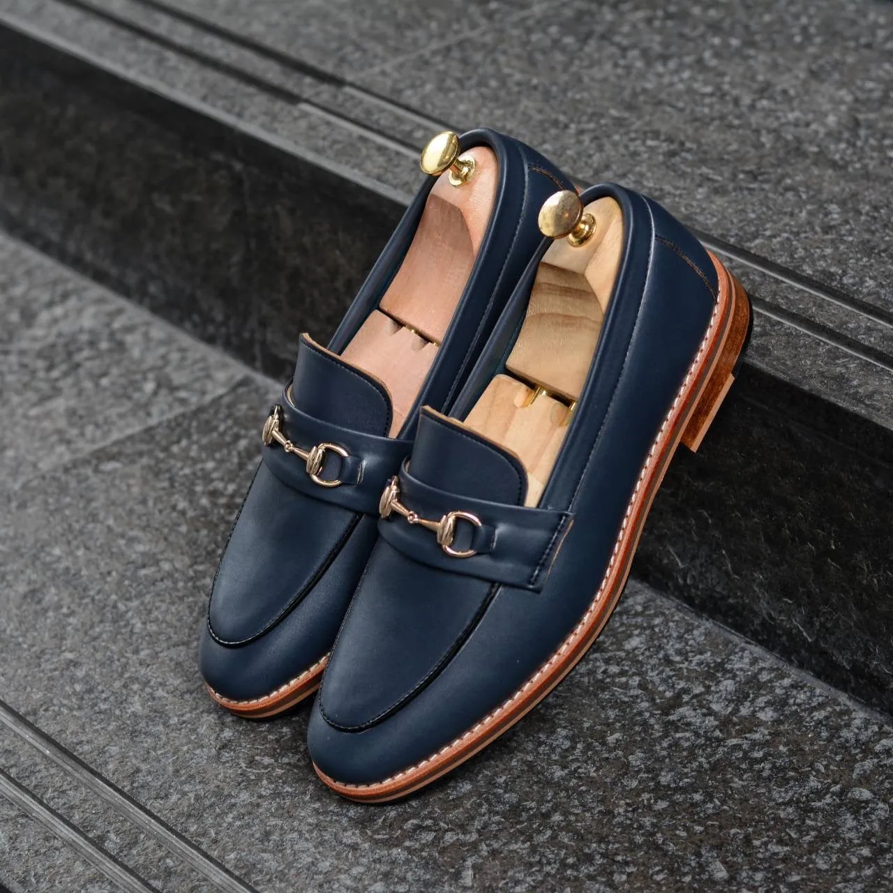 702 Horsebit Loafer MattBlue - Wooden Soles