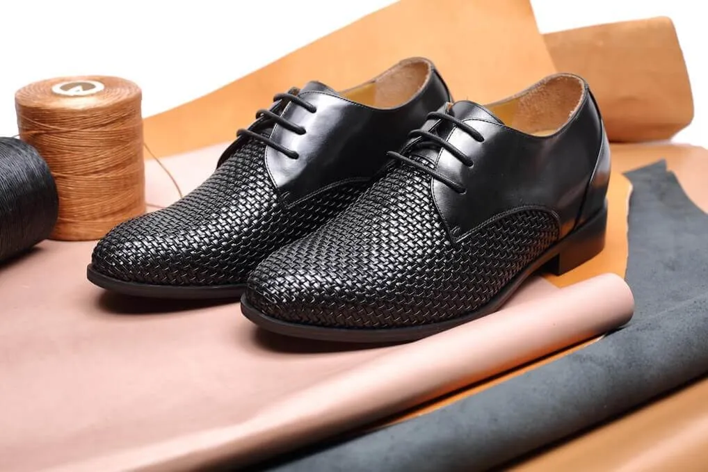 7.5 CM / 2.95 Inches Taller - CMR CHAMARIPA Custom Men Taller Shoes Woven Leather Dress Shoes