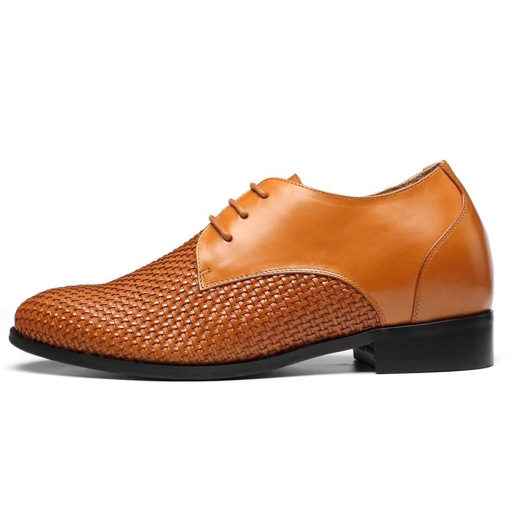 7.5 CM / 2.95 Inches Taller - CMR CHAMARIPA Custom Men Taller Shoes Woven Leather Dress Shoes