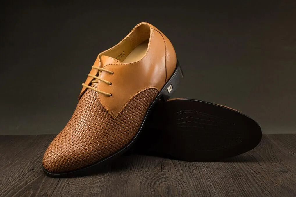 7.5 CM / 2.95 Inches Taller - CMR CHAMARIPA Custom Men Taller Shoes Woven Leather Dress Shoes