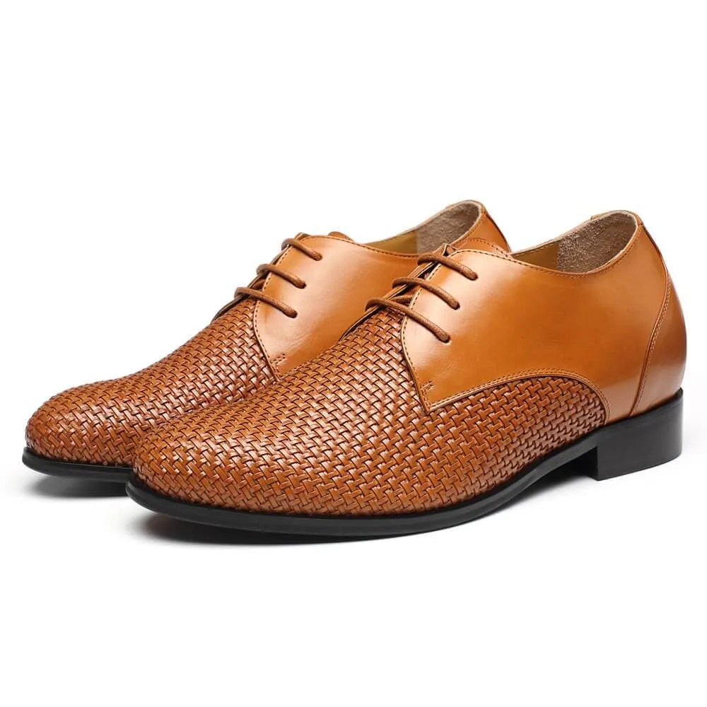 7.5 CM / 2.95 Inches Taller - CMR CHAMARIPA Custom Men Taller Shoes Woven Leather Dress Shoes