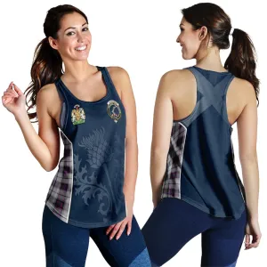 Alexander of Menstry Dress Tartan Women's Racerback Tanks with Family Crest and Scottish Thistle Vibes Sport Style