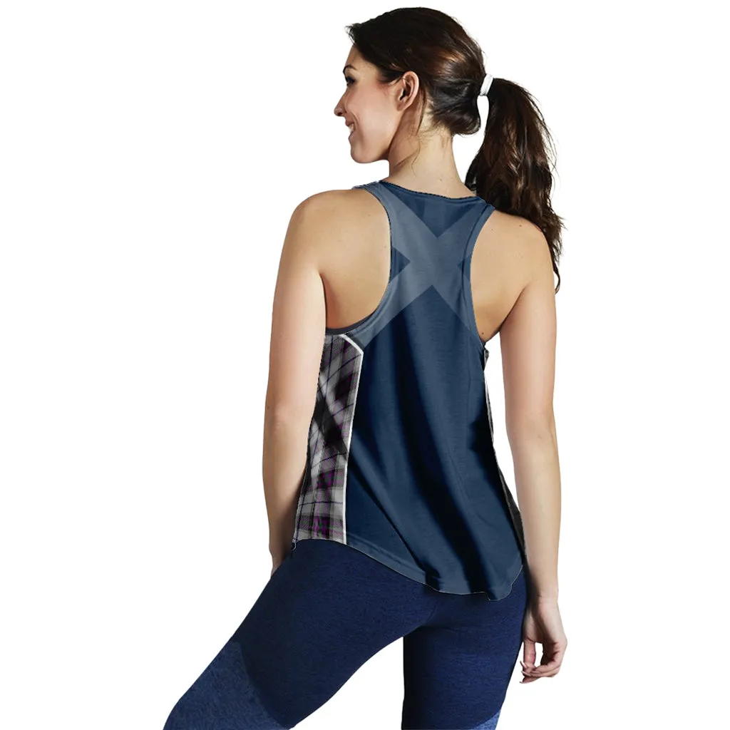 Alexander of Menstry Dress Tartan Women's Racerback Tanks with Family Crest and Scottish Thistle Vibes Sport Style