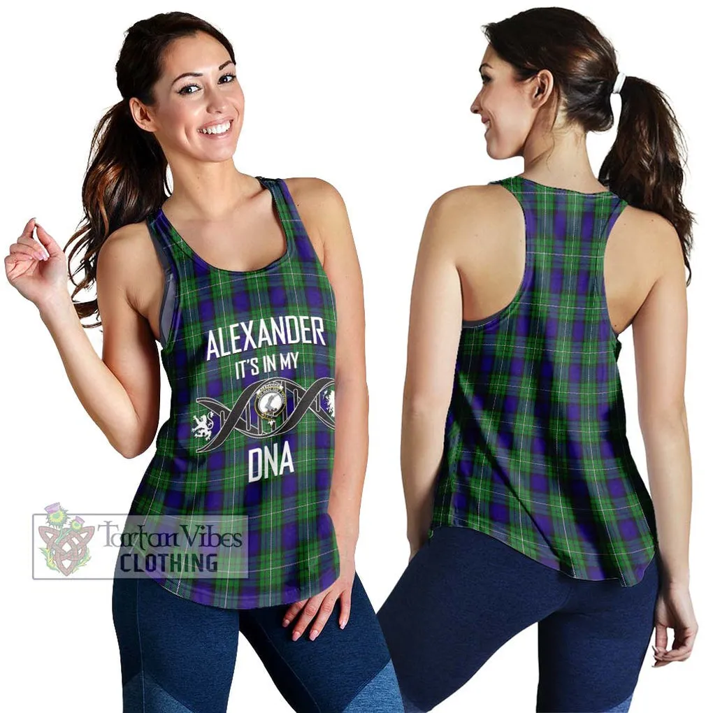 Alexander Tartan Women's Racerback Tanks with Family Crest DNA In Me Style