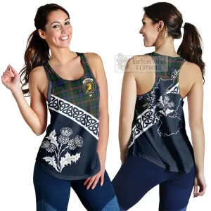 Allison Tartan Women's Racerback Tanks Featuring Thistle and Scotland Map