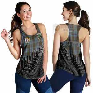 Anderson Crest Tartan Women's Racerback Tanks with New Zealand Silver Fern Half Style