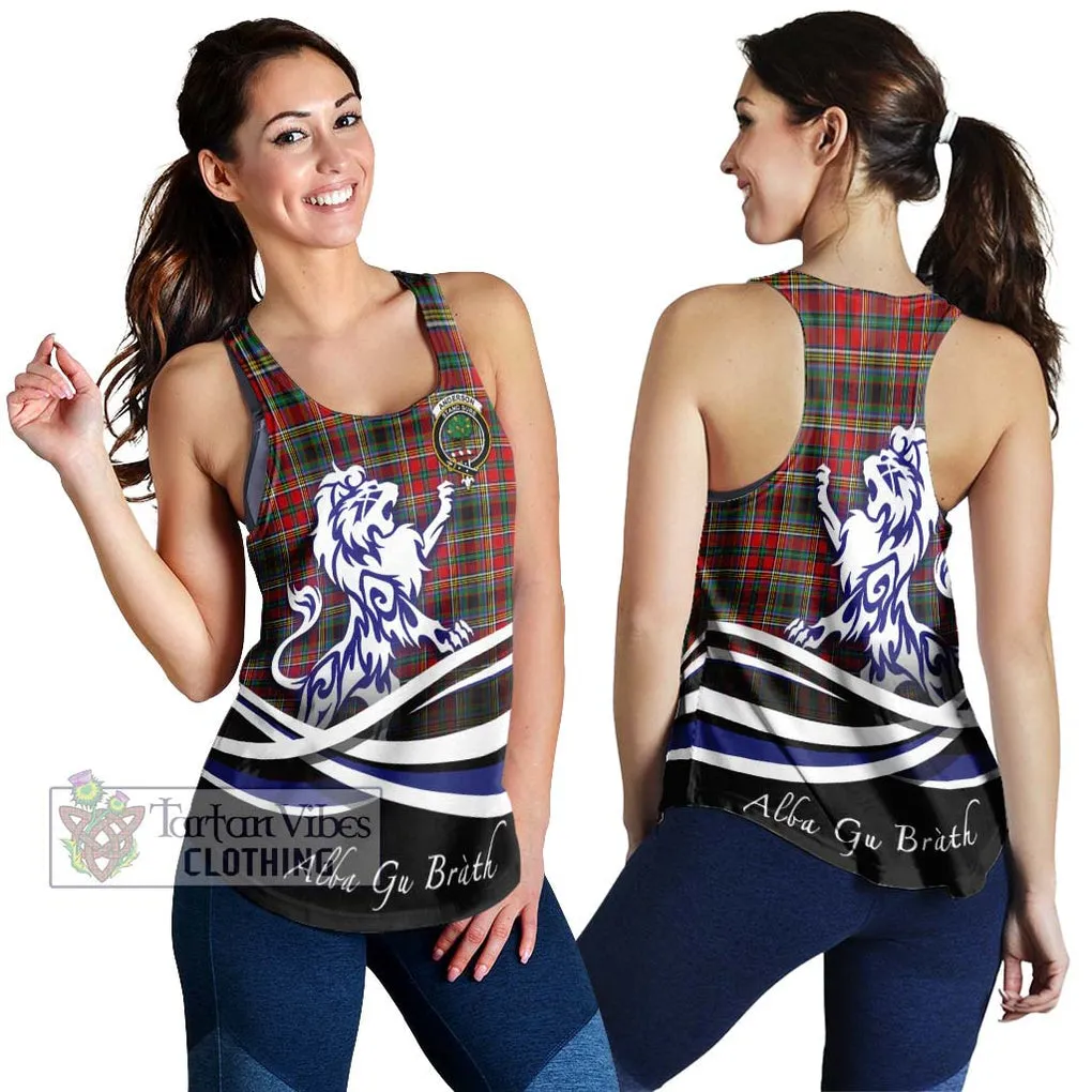 Anderson of Arbrake Tartan Women's Racerback Tanks with Alba Gu Brath Regal Lion Emblem