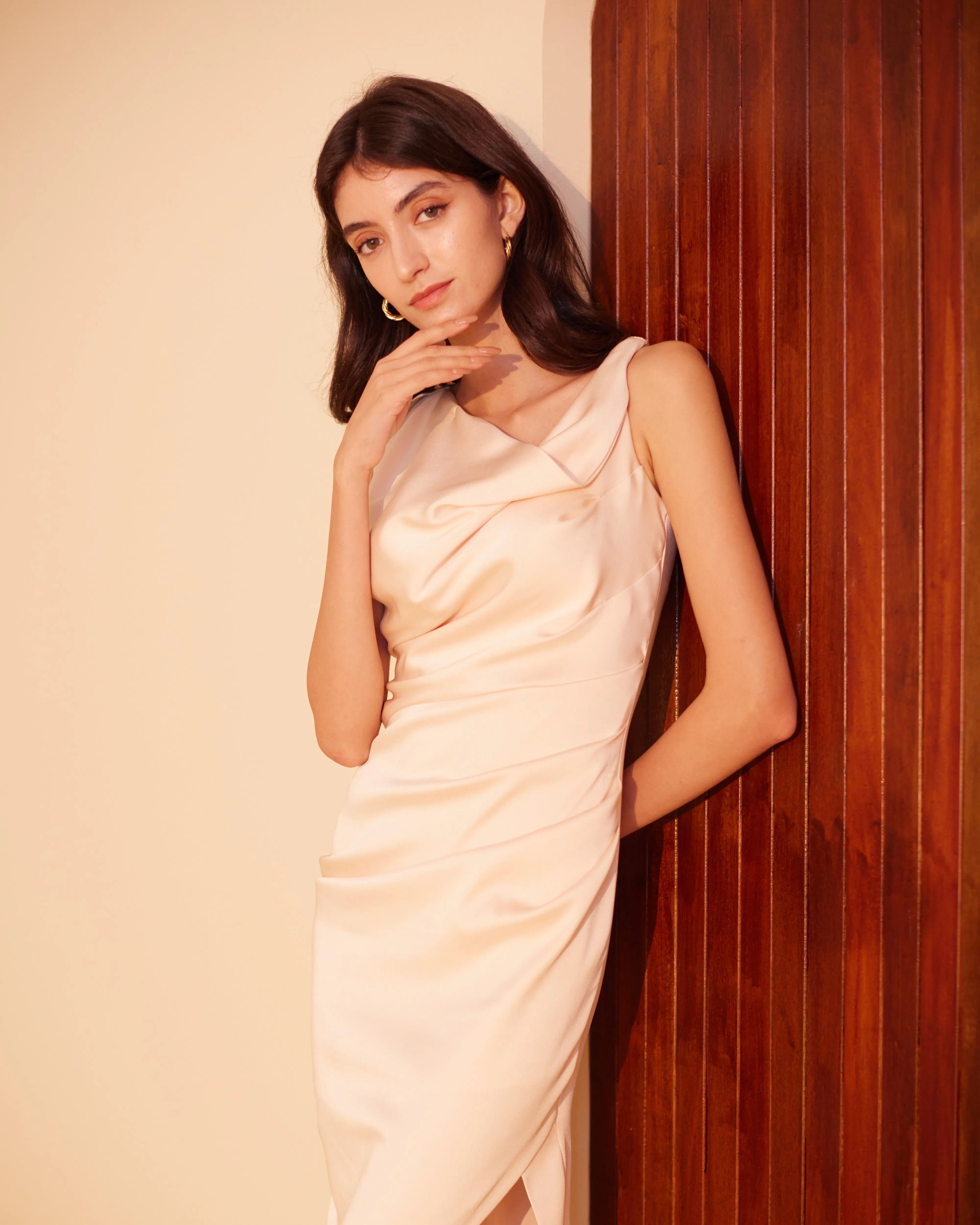 Aria Asymmetrical Satin Dress