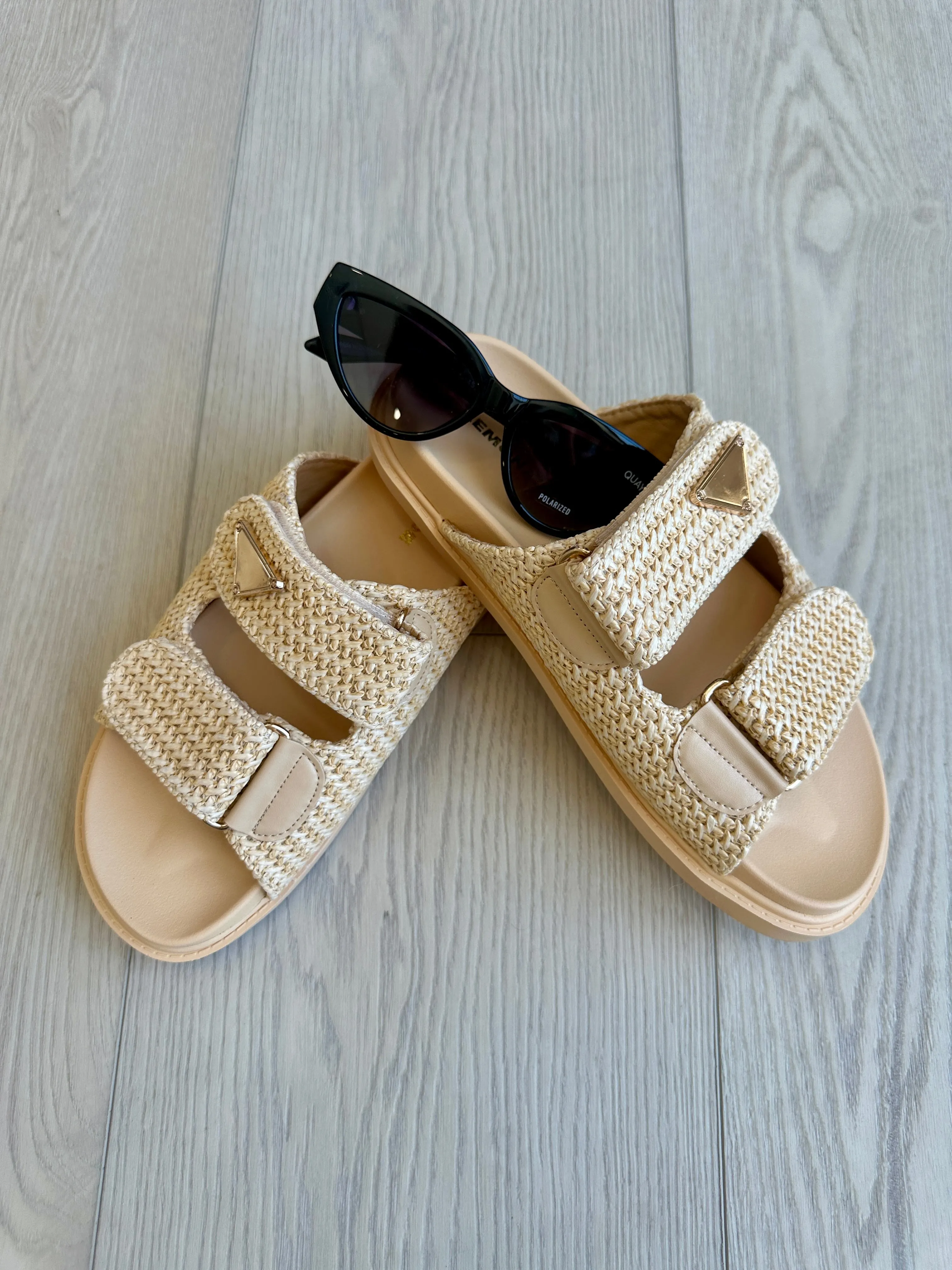 AS SEEN ON WHITNEY RIFE!! The Tuscany Raffia Slide in Natural