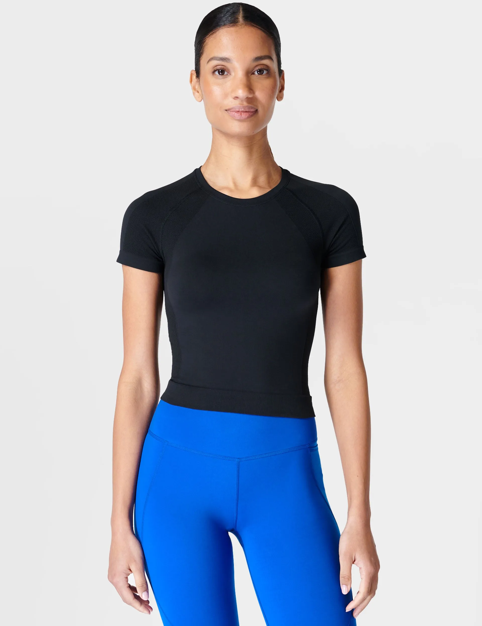 Athlete Crop Seamless Gym T-Shirt - Black