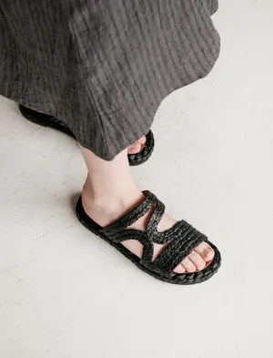 Aura Raffia Sandal Black