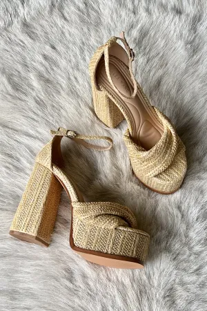 Azalea Wang Clary Beige Platform Sandals