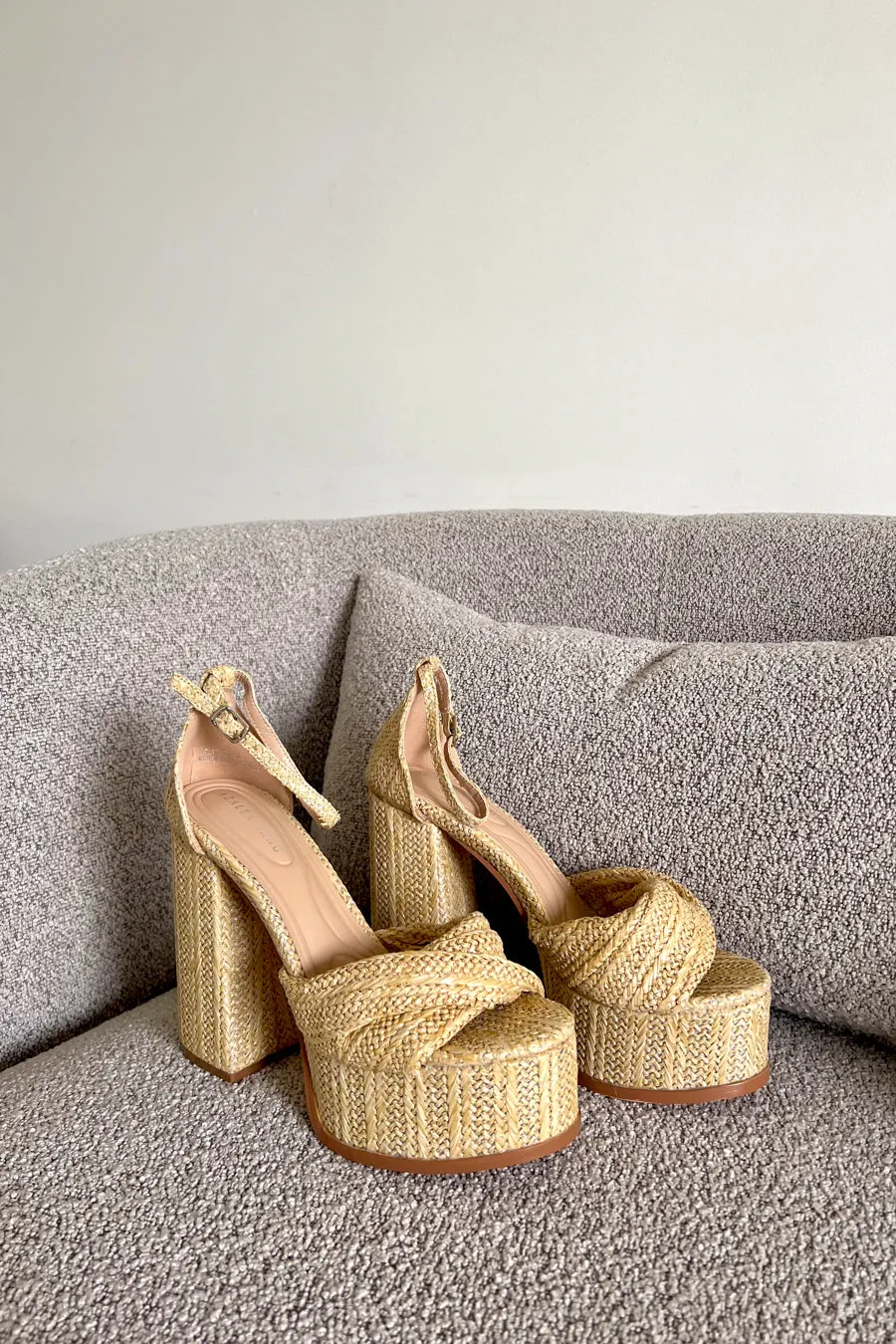 Azalea Wang Clary Beige Platform Sandals