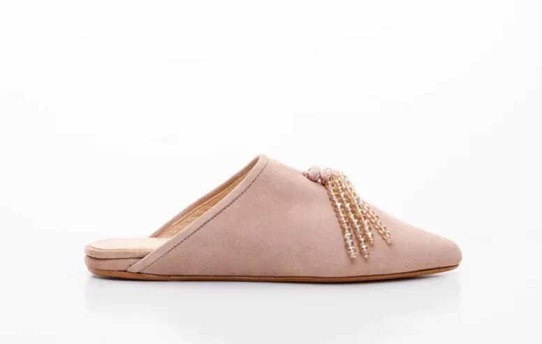 Bahia I Pink Tanned Pompom Detail Mule