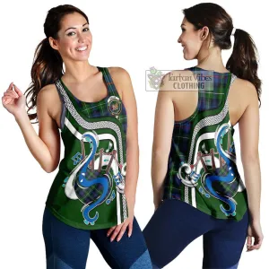 Baillie Tartan Women's Racerback Tanks with Epic Bagpipe Style