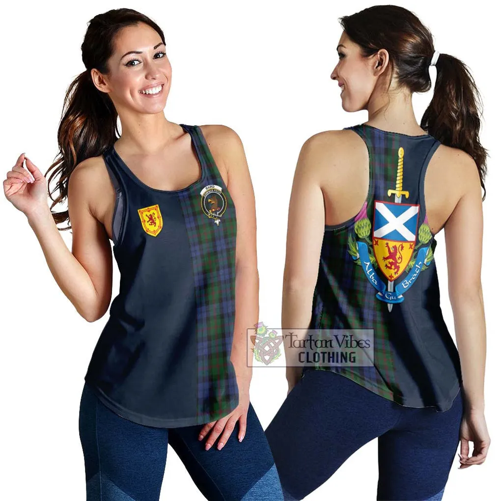 Baird Tartan Women's Racerback Tanks Alba with Scottish Lion Royal Arm Half Style