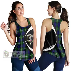 Bannerman Tartan Women's Racerback Tanks with Family Crest Circle Style