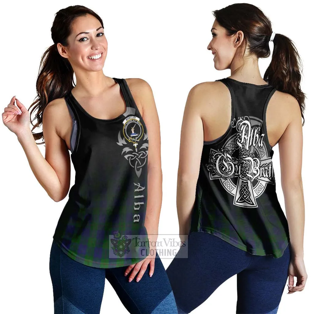 Barclay Tartan Women's Racerback Tanks Featuring Alba Gu Brath Family Crest Celtic Inspired