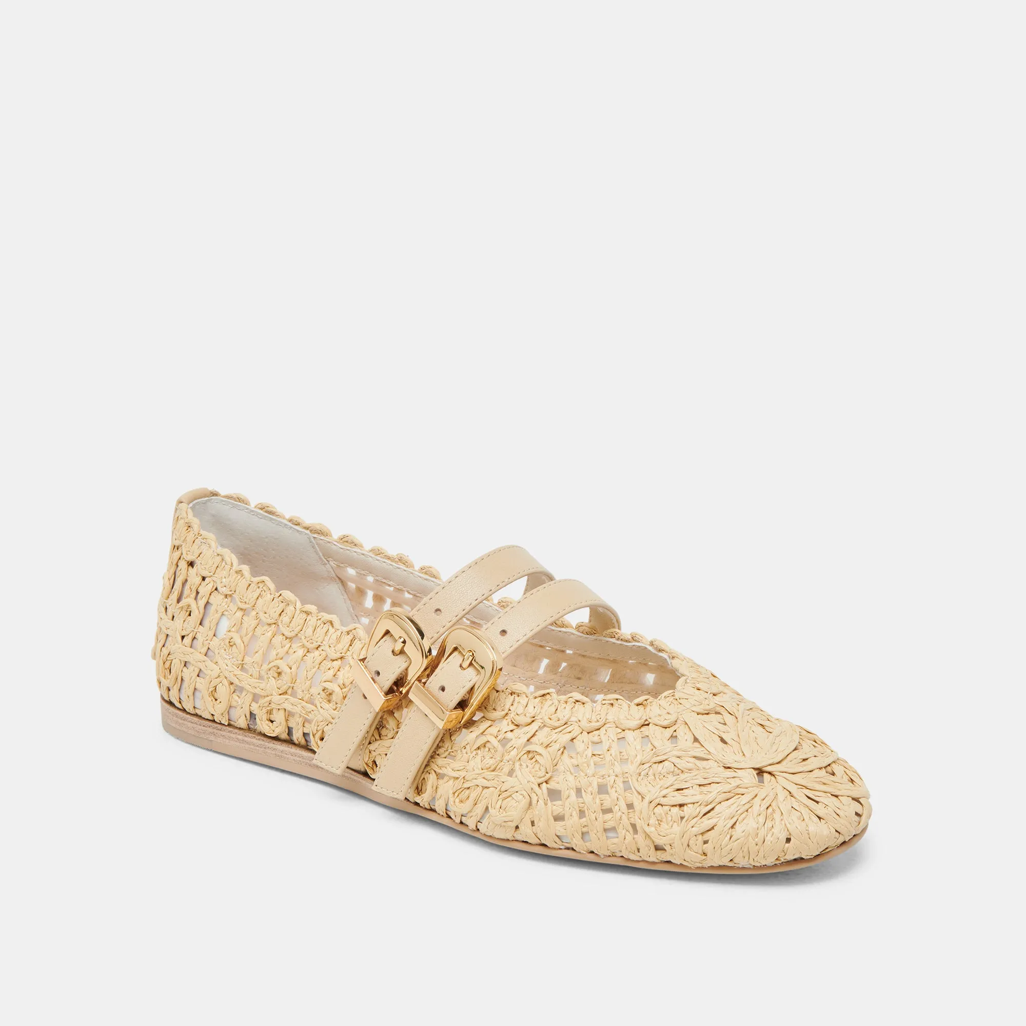 BAYLEE SUNFLOWER BALLET FLATS LT NATURAL MACRAME