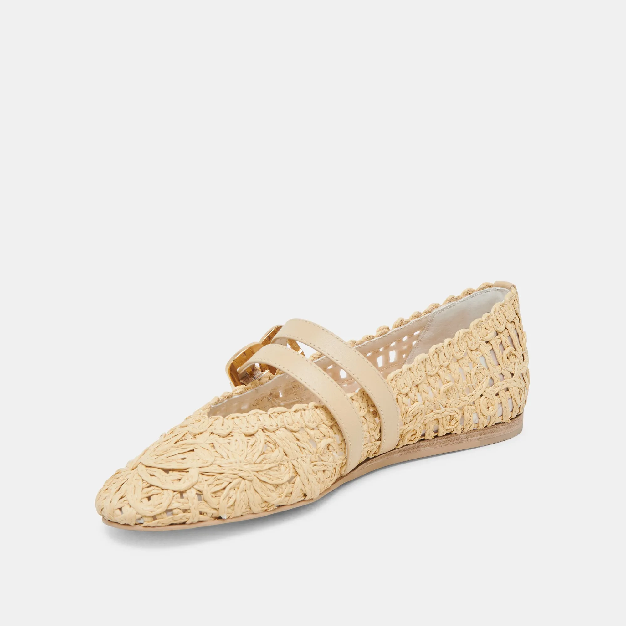 BAYLEE SUNFLOWER BALLET FLATS LT NATURAL MACRAME