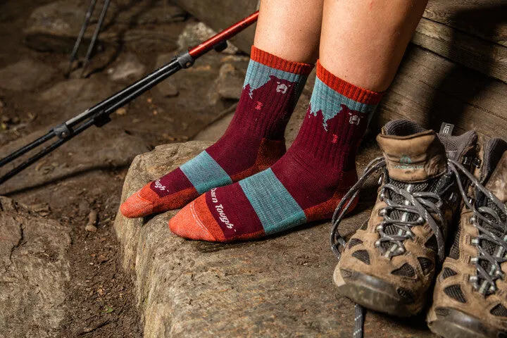 Bear Town Micro Crew Lightweight Hiking Sock - Burgundy