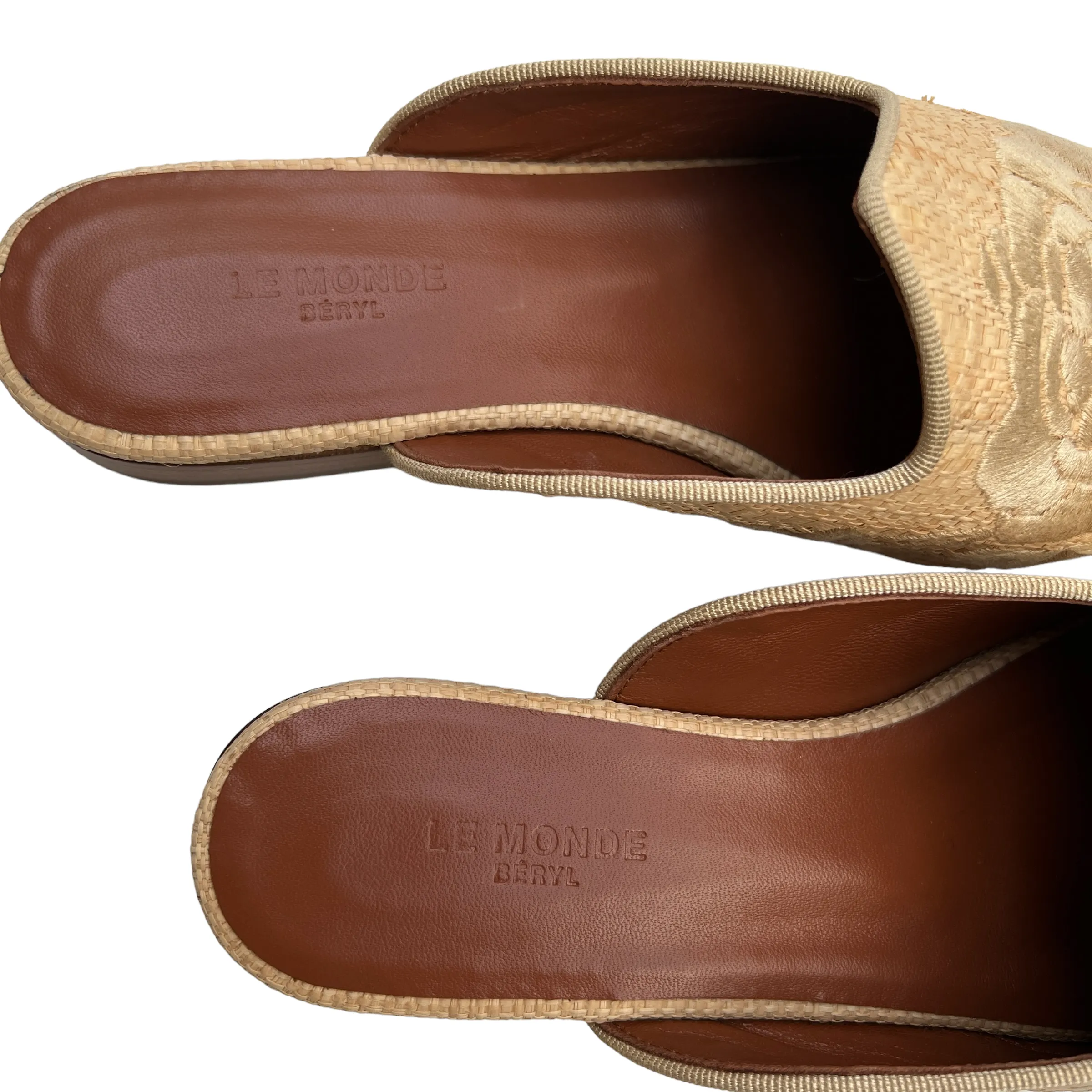 Beige Raffia Slides - 7