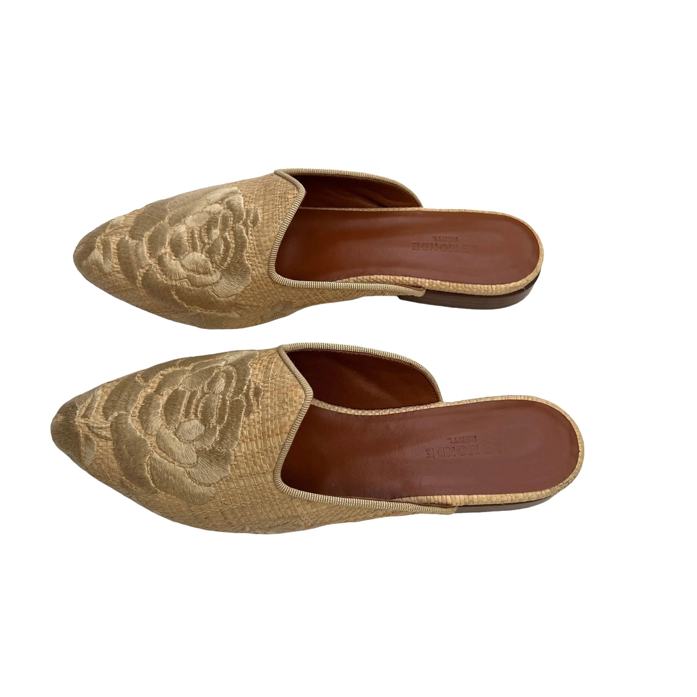 Beige Raffia Slides - 7