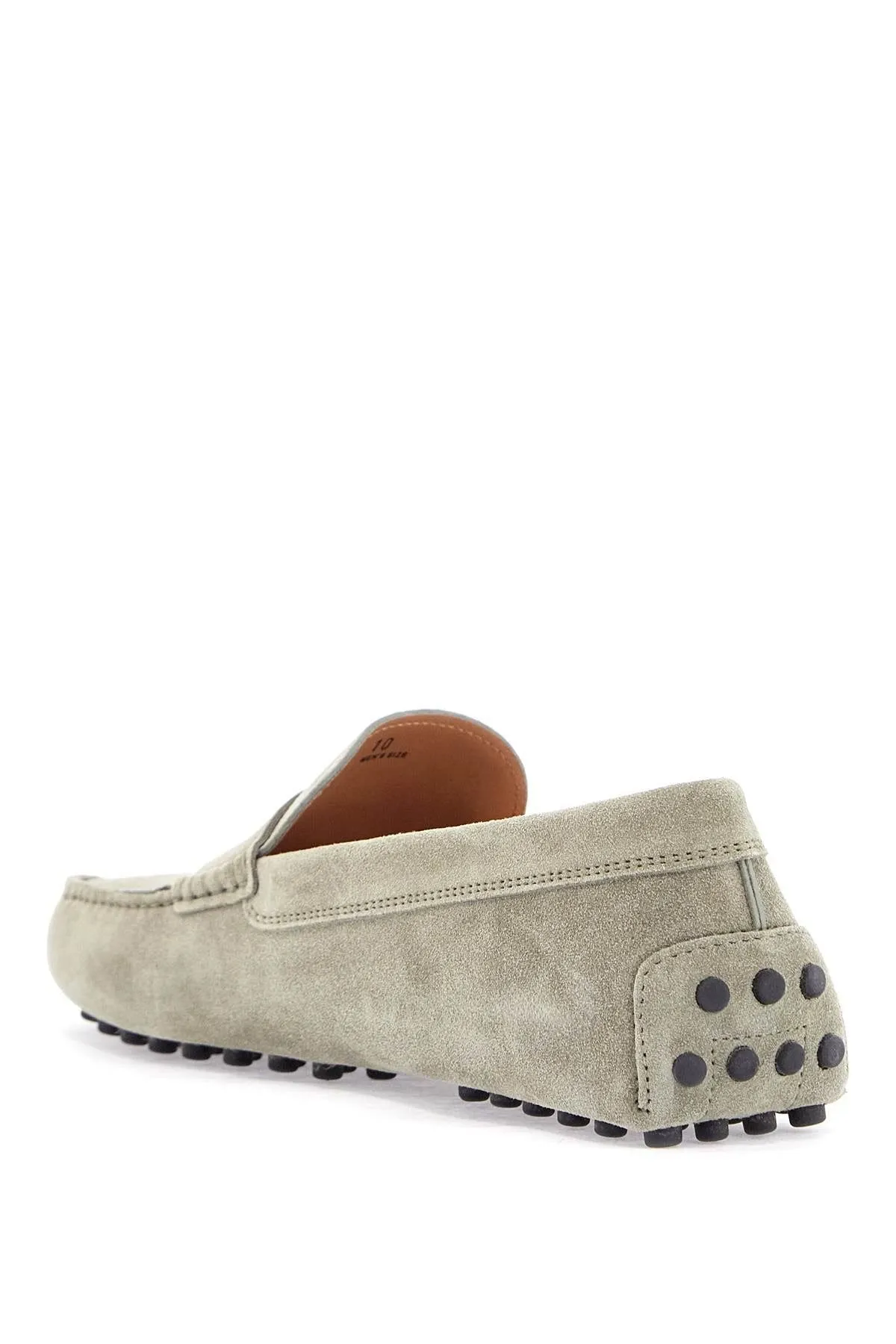 BEIGE SUEDE DRIVING MOCCASIN FOR MEN WITH RUBBER SOLE