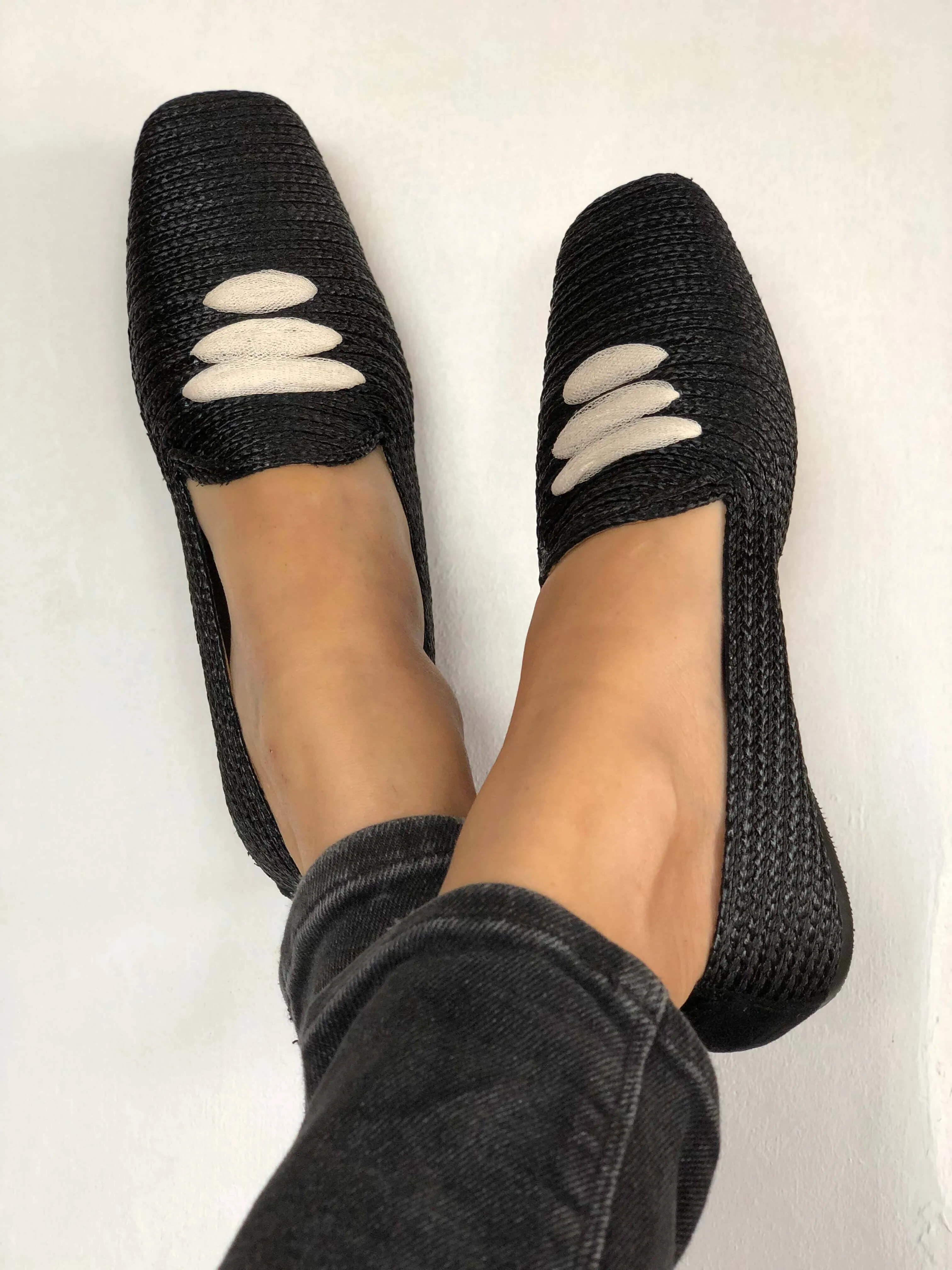 Black Casablanca Raffia Moccasin