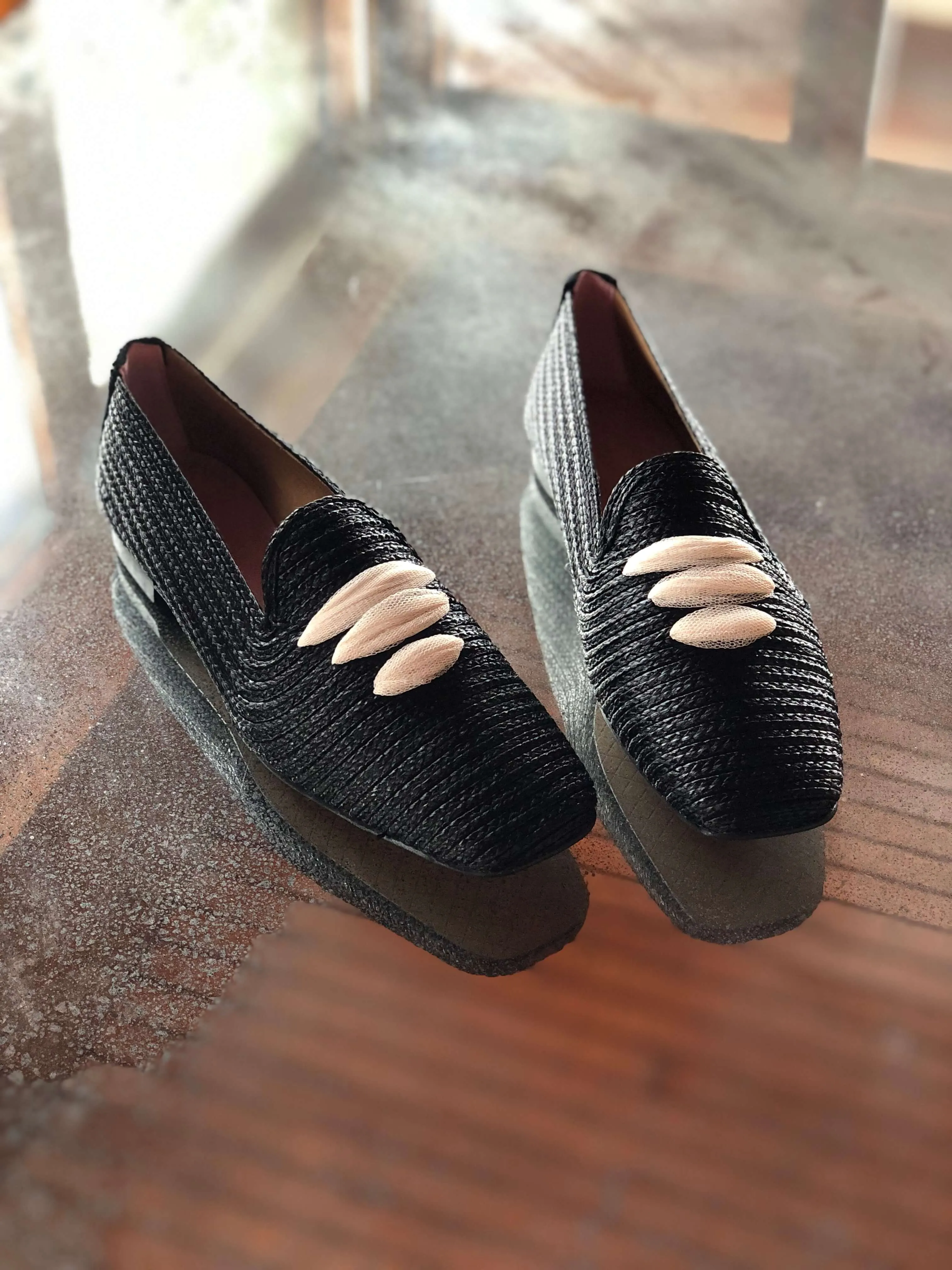 Black Casablanca Raffia Moccasin