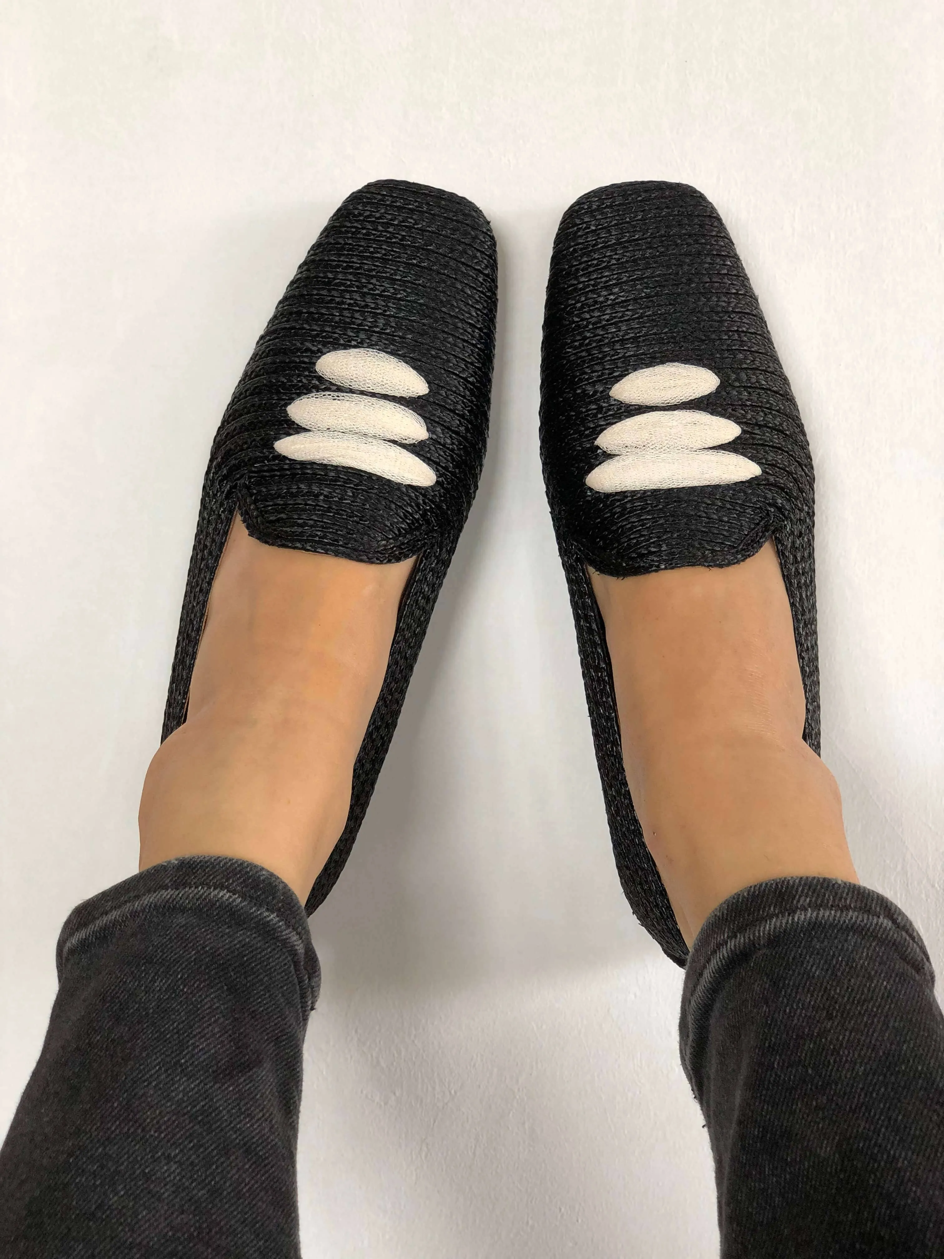 Black Casablanca Raffia Moccasin