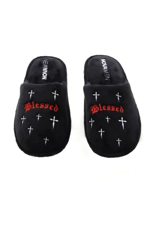 Blessed Cross Slippers - Black/Red