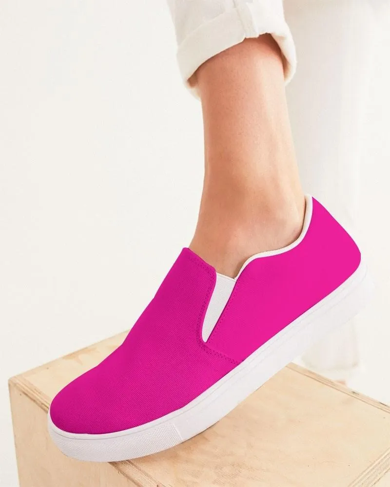 Bright Magenta Slip-On Canvas Sneakers | Women's | Bright Pure Magenta | C0M100Y0K0