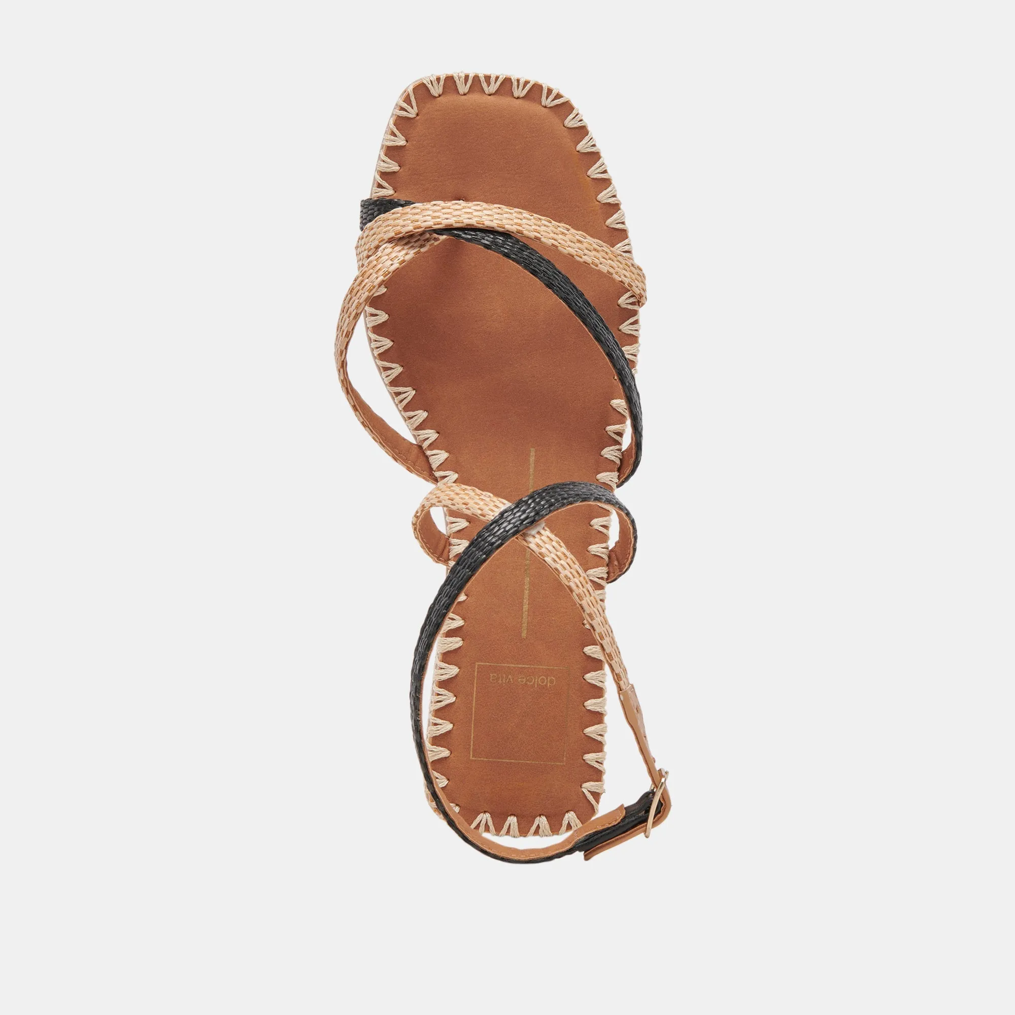 BRINN SANDALS BLACK NATURAL RAFFIA - re:vita