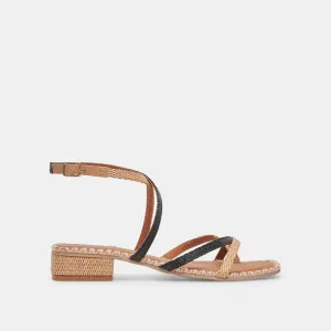 BRINN SANDALS BLACK NATURAL RAFFIA - re:vita