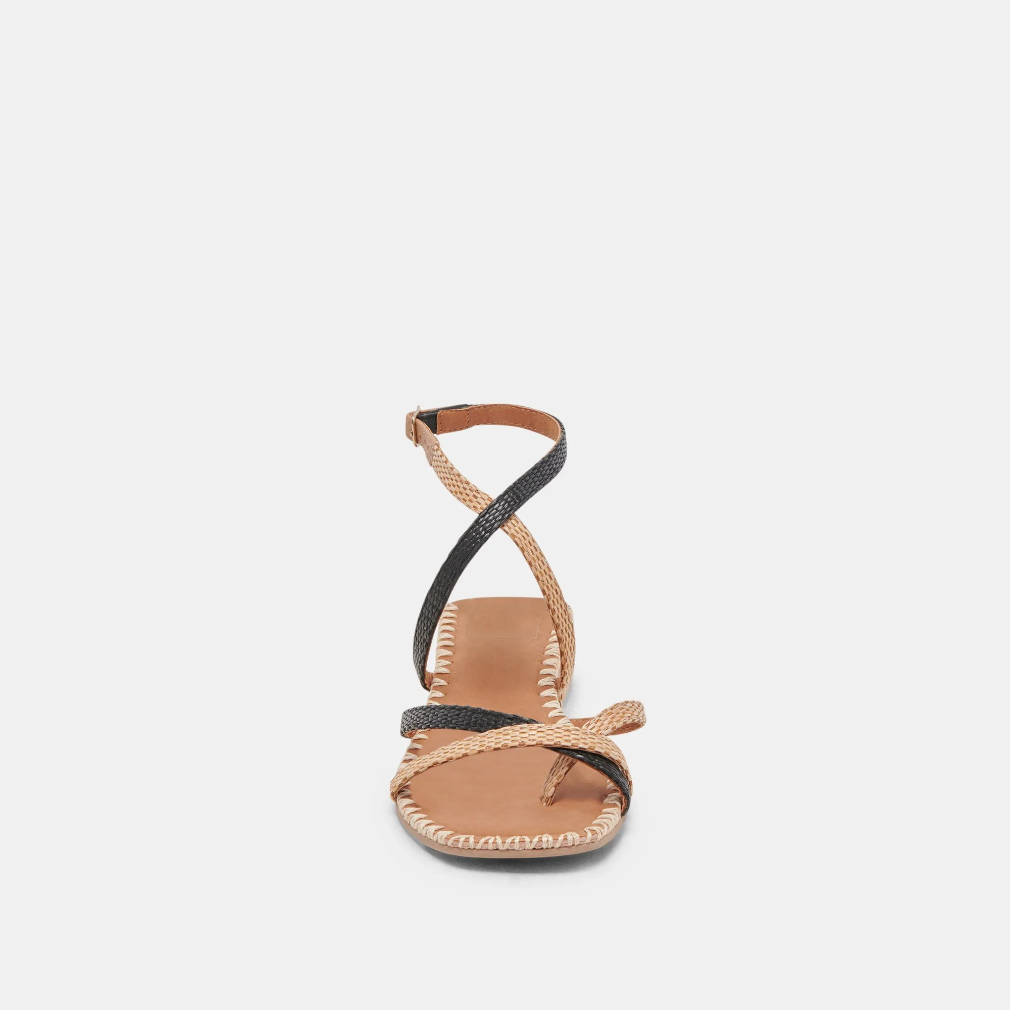 BRINN SANDALS BLACK NATURAL RAFFIA - re:vita