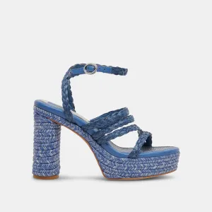 CATINA HEELS BLUE RAFFIA