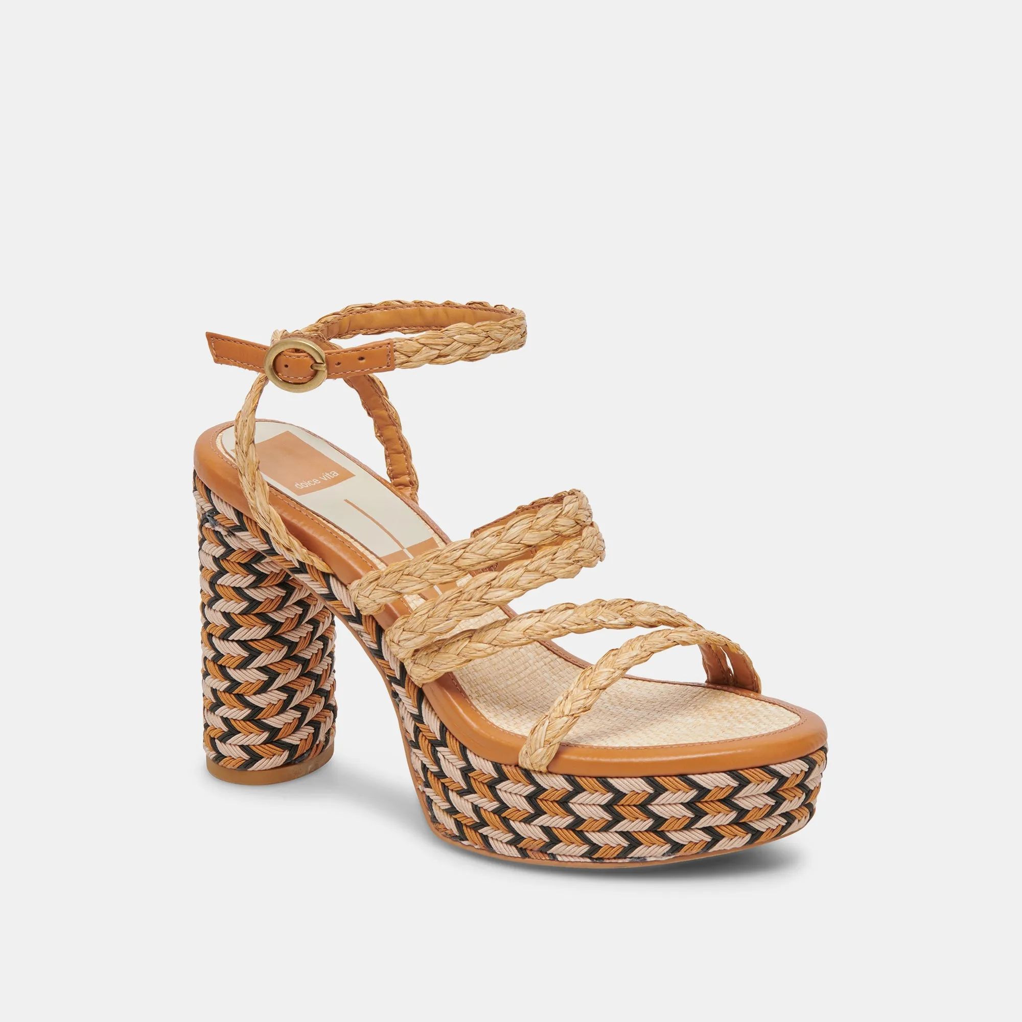 CATINA HEELS TAN RAFFIA