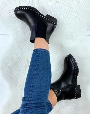 Chelsea boots noires à perles