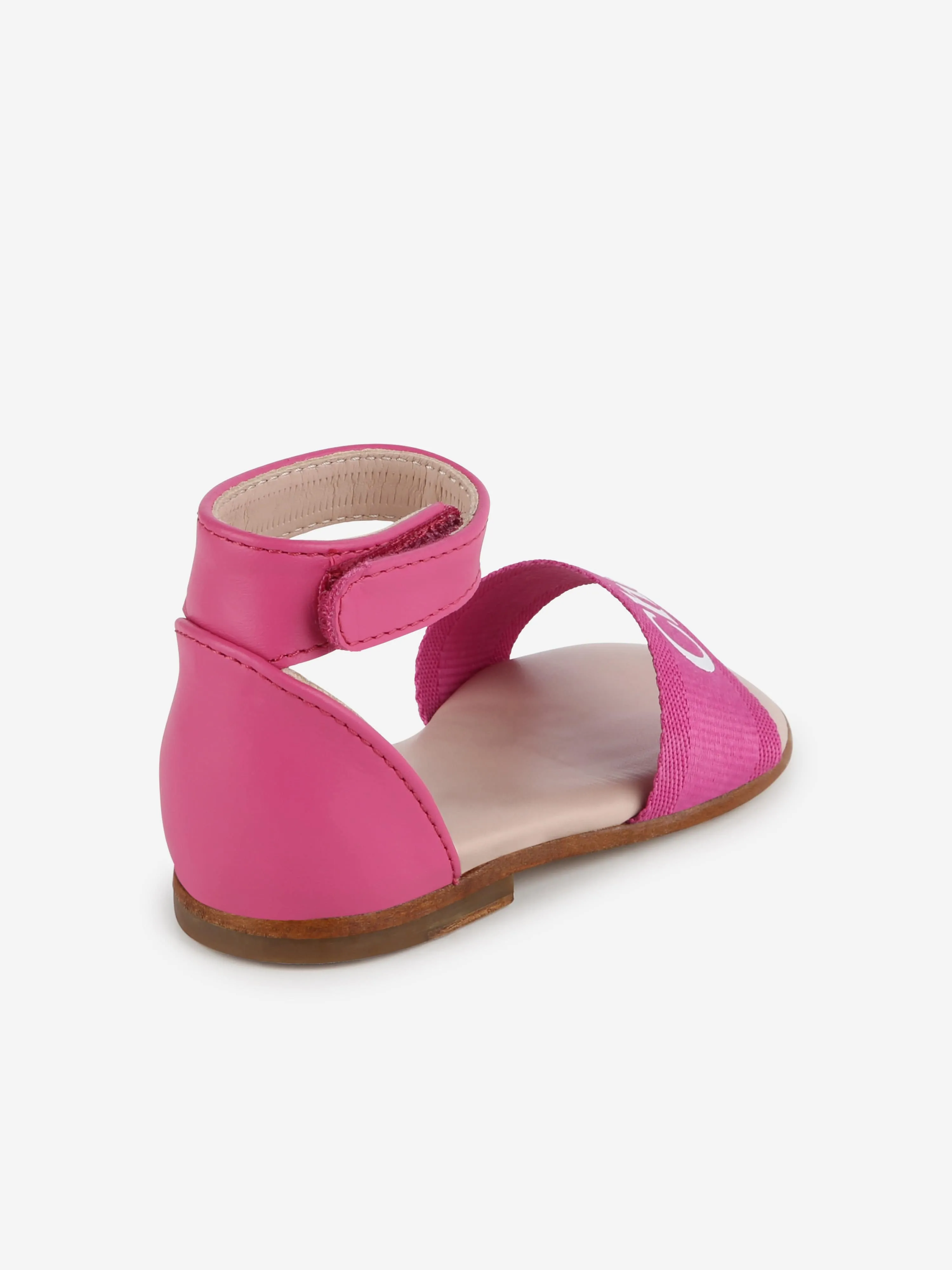 Chloé Girls Leather Logo Sandals in Pink