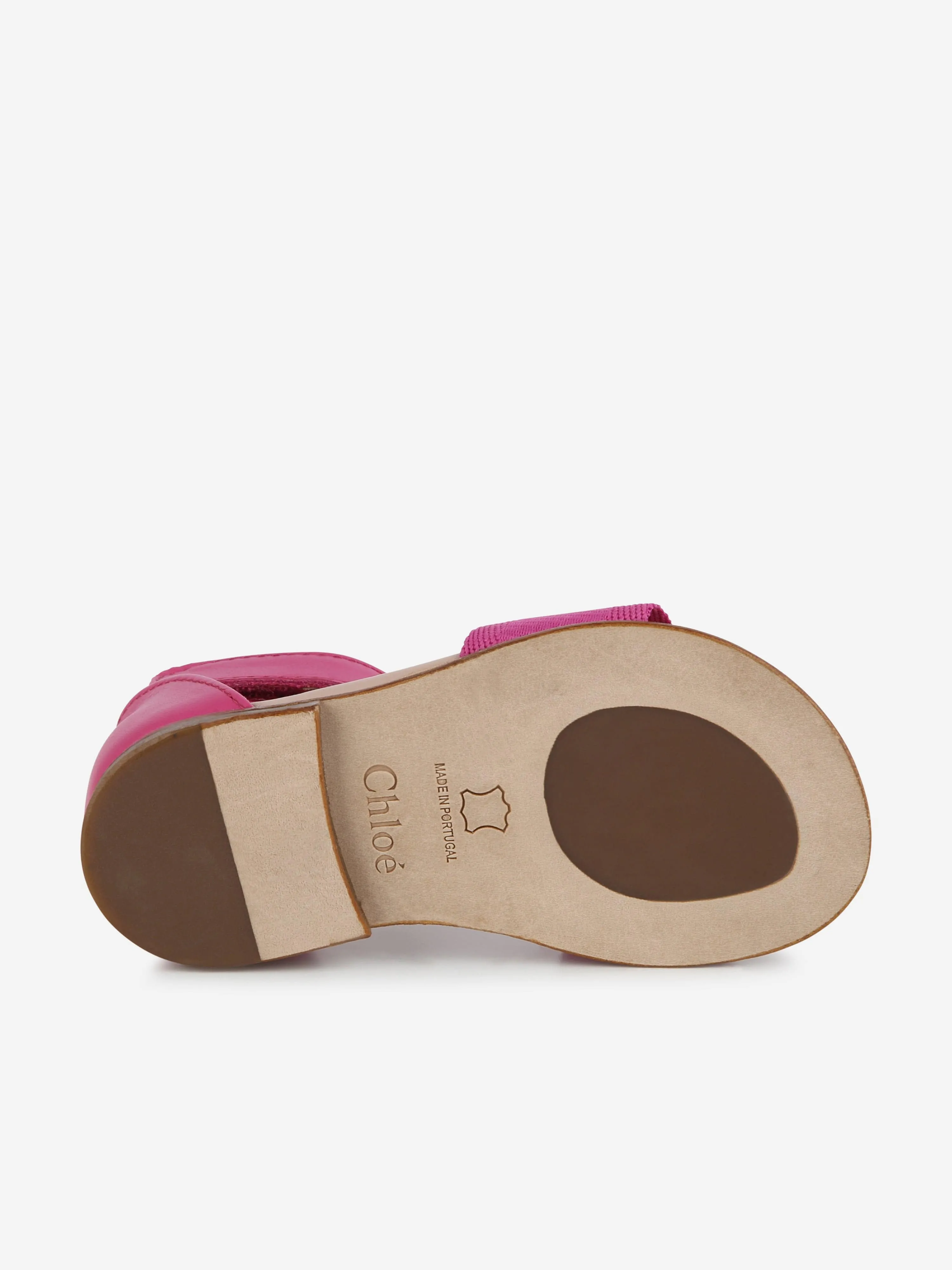 Chloé Girls Leather Logo Sandals in Pink