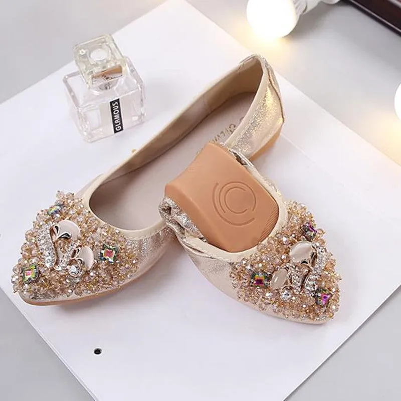 Cilool Rhinestone Flats Casual Comfort Dressy Flats For Wedding Fox Slippers CF301