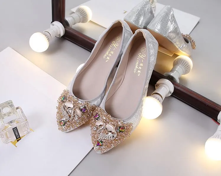 Cilool Rhinestone Flats Casual Comfort Dressy Flats For Wedding Fox Slippers CF301